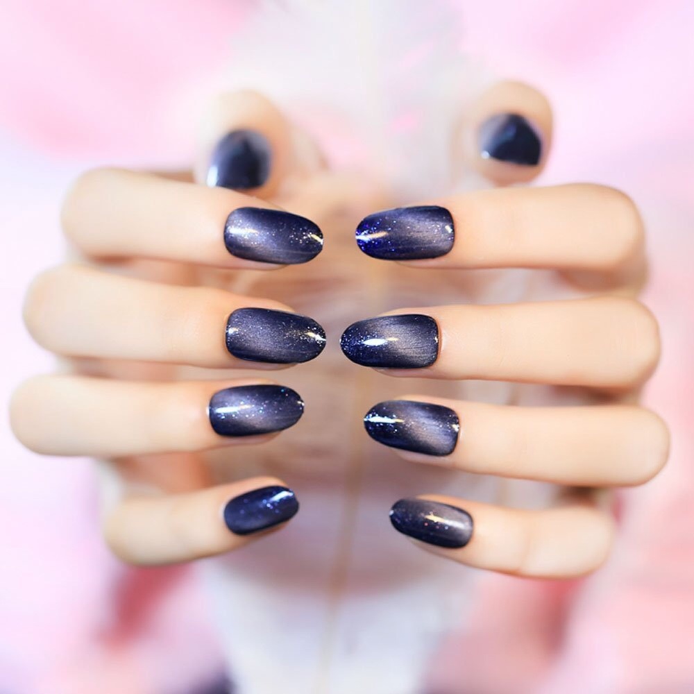 Purplish Cat Eye Fake Nails 24pc